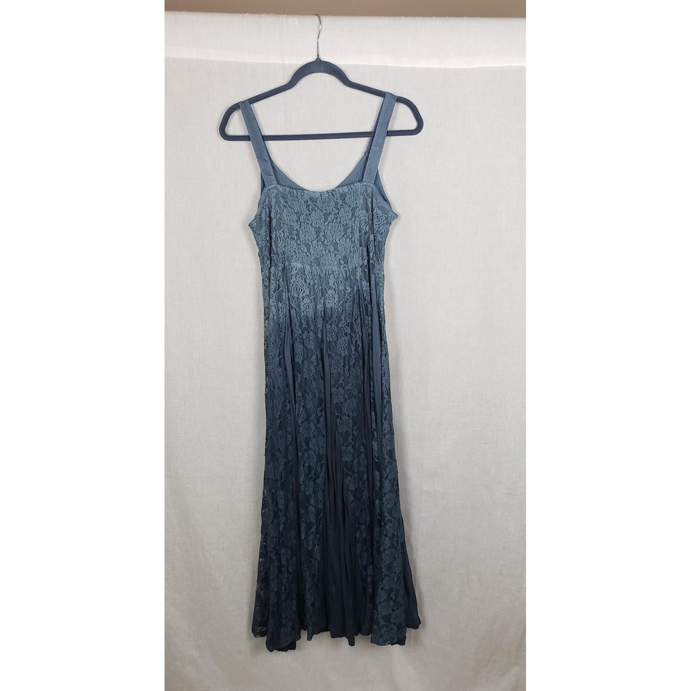Indigo Thread Co Maxi S Dress Blue Lace Panel Ombre Whimsigoth Fairy Ethereal - Picture 4 of 9